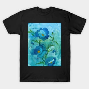 Blue Poppies Watercolor T-Shirt